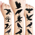 Frawharmone 100PCS Crow Bird Temporary Tattoos – Halloween Raven Gothic Stickers for Kids