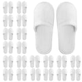 Frcctre 20 Pairs White Disposable Slippers – Closed Toe Coral Fleece Spa Slippers for Travel, Hotels & Home