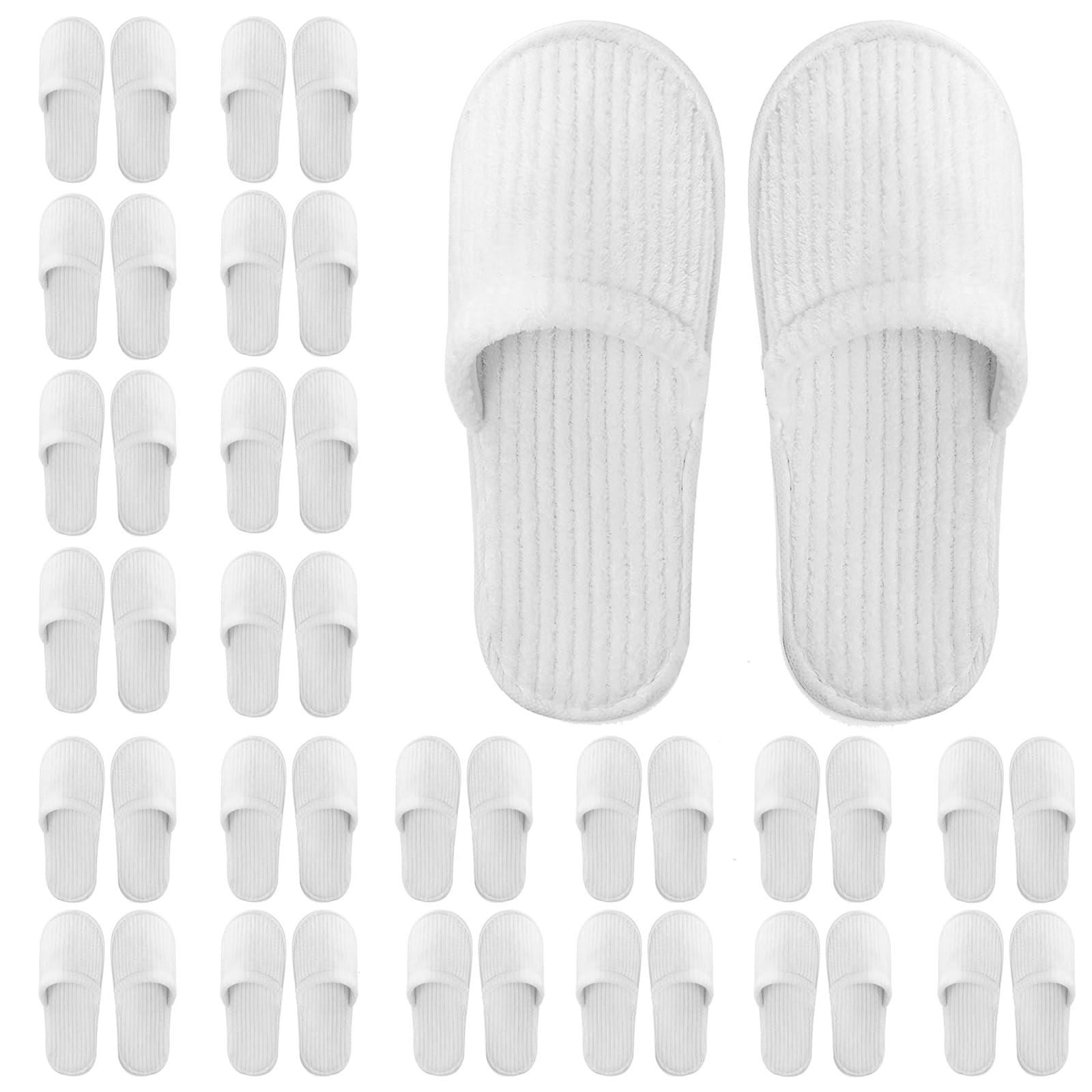 Frcctre 20 Pairs White Disposable Slippers – Closed Toe Coral Fleece Spa Slippers for Travel, Hotels & Home