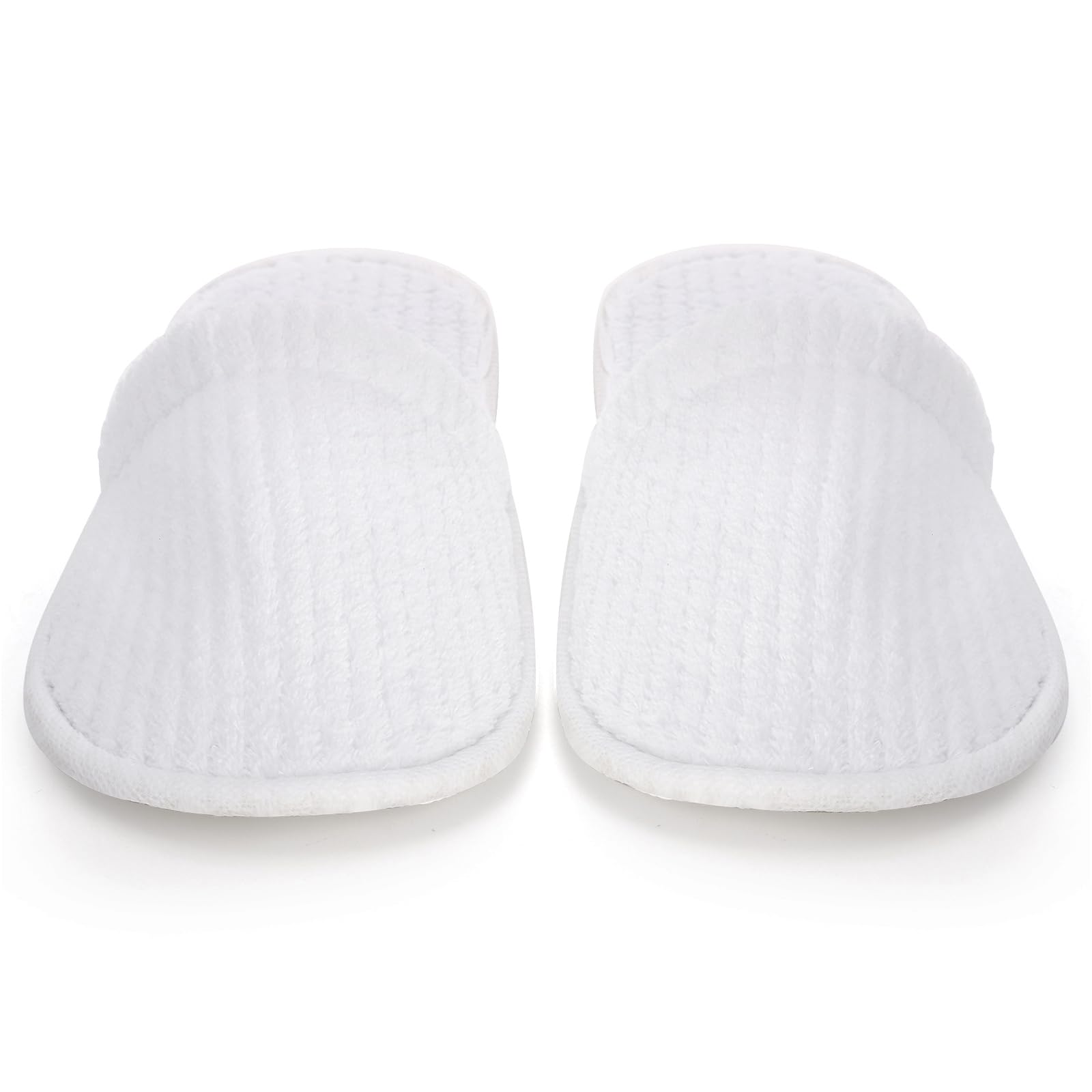 Frcctre 20 Pairs White Disposable Slippers – Closed Toe Coral Fleece Spa Slippers for Travel, Hotels & Home