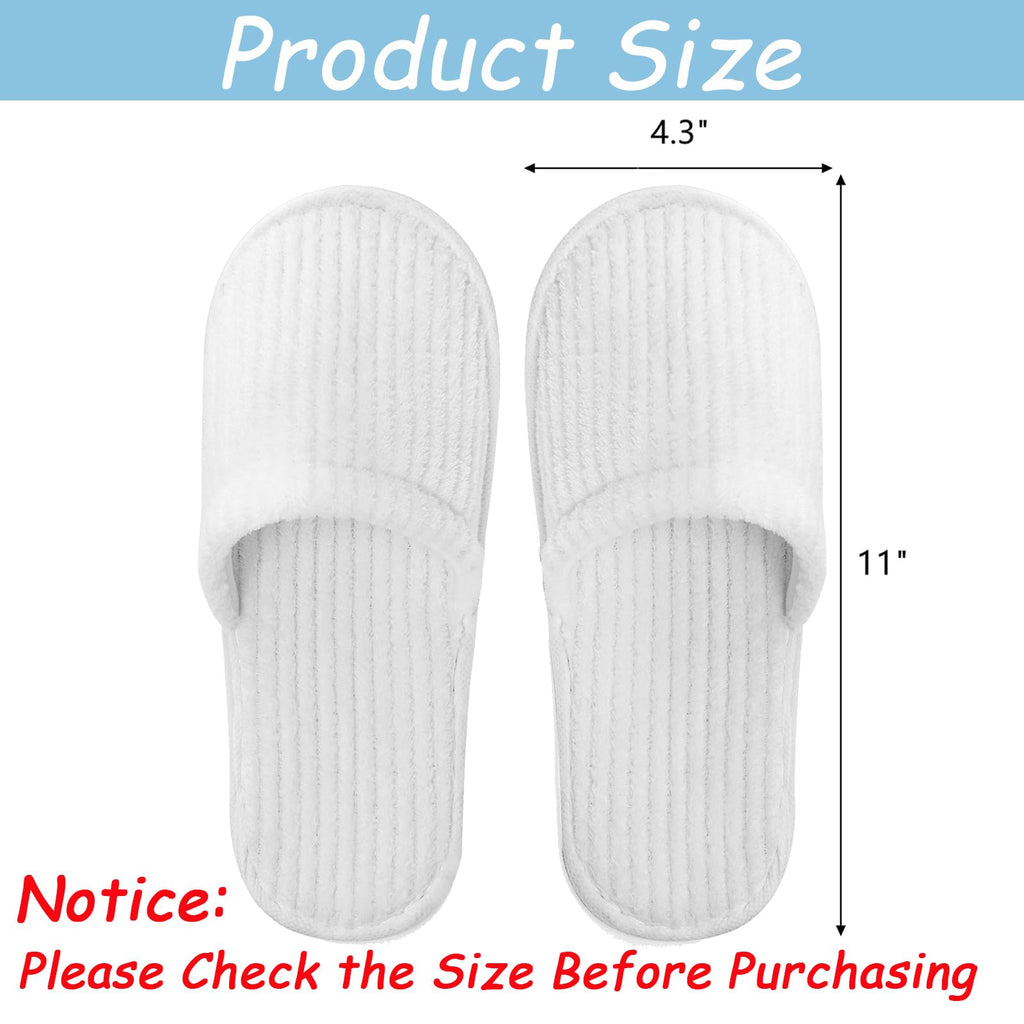 Frcctre 20 Pairs White Disposable Slippers – Closed Toe Coral Fleece Spa Slippers for Travel, Hotels & Home