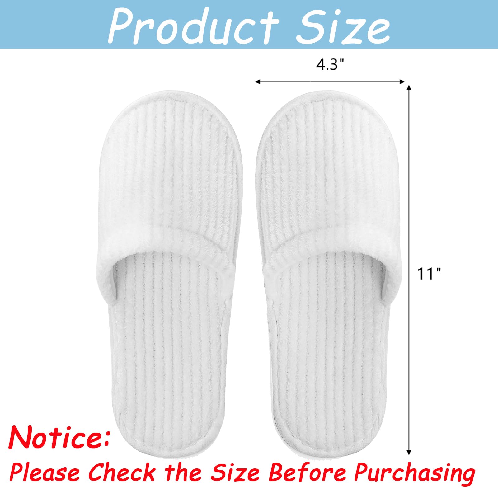 Frcctre 20 Pairs White Disposable Slippers – Closed Toe Coral Fleece Spa Slippers for Travel, Hotels & Home