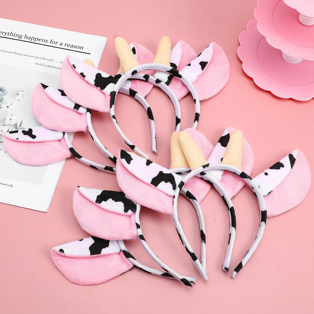 FRCOLOR 12 Pcs Plush Animal Headbands — Cow Ear Makeup Headbands for Women