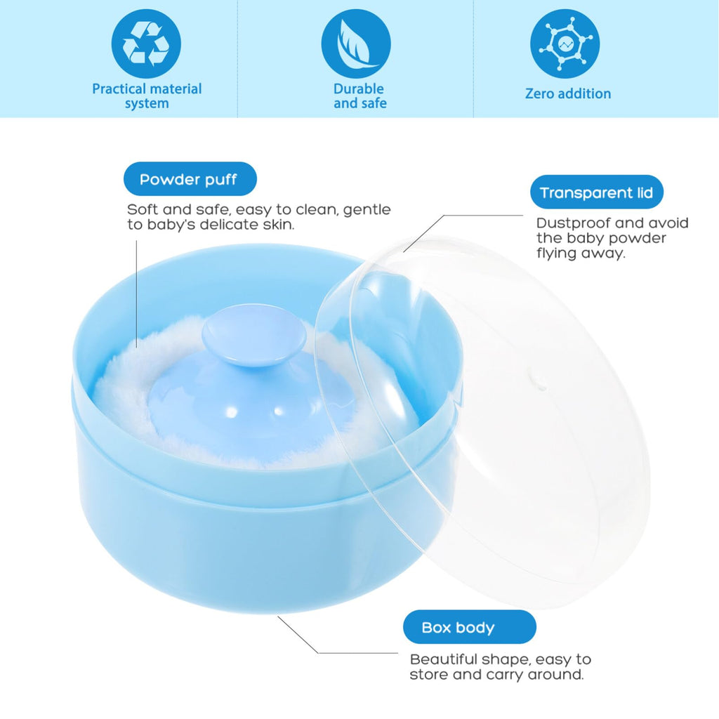 FRCOLOR Baby Powder Puff Container – Compact, Lightweight Case with Soft Puff for Smooth Body Powder Application