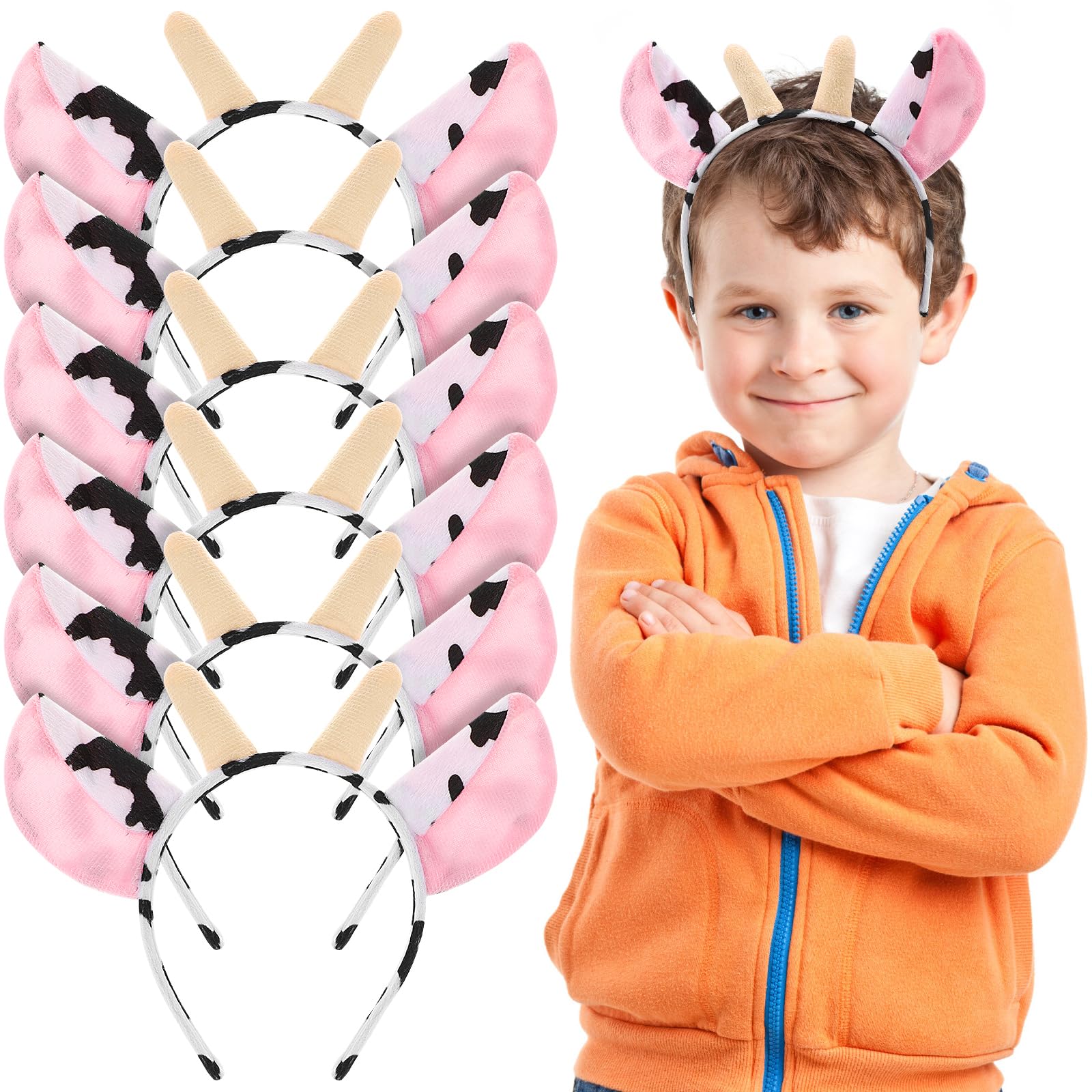 FRCOLOR 12 Pcs Plush Animal Headbands — Cow Ear Makeup Headbands for Women