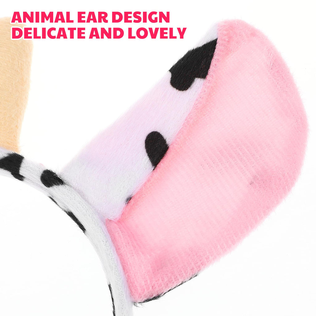 FRCOLOR 12 Pcs Plush Animal Headbands — Cow Ear Makeup Headbands for Women