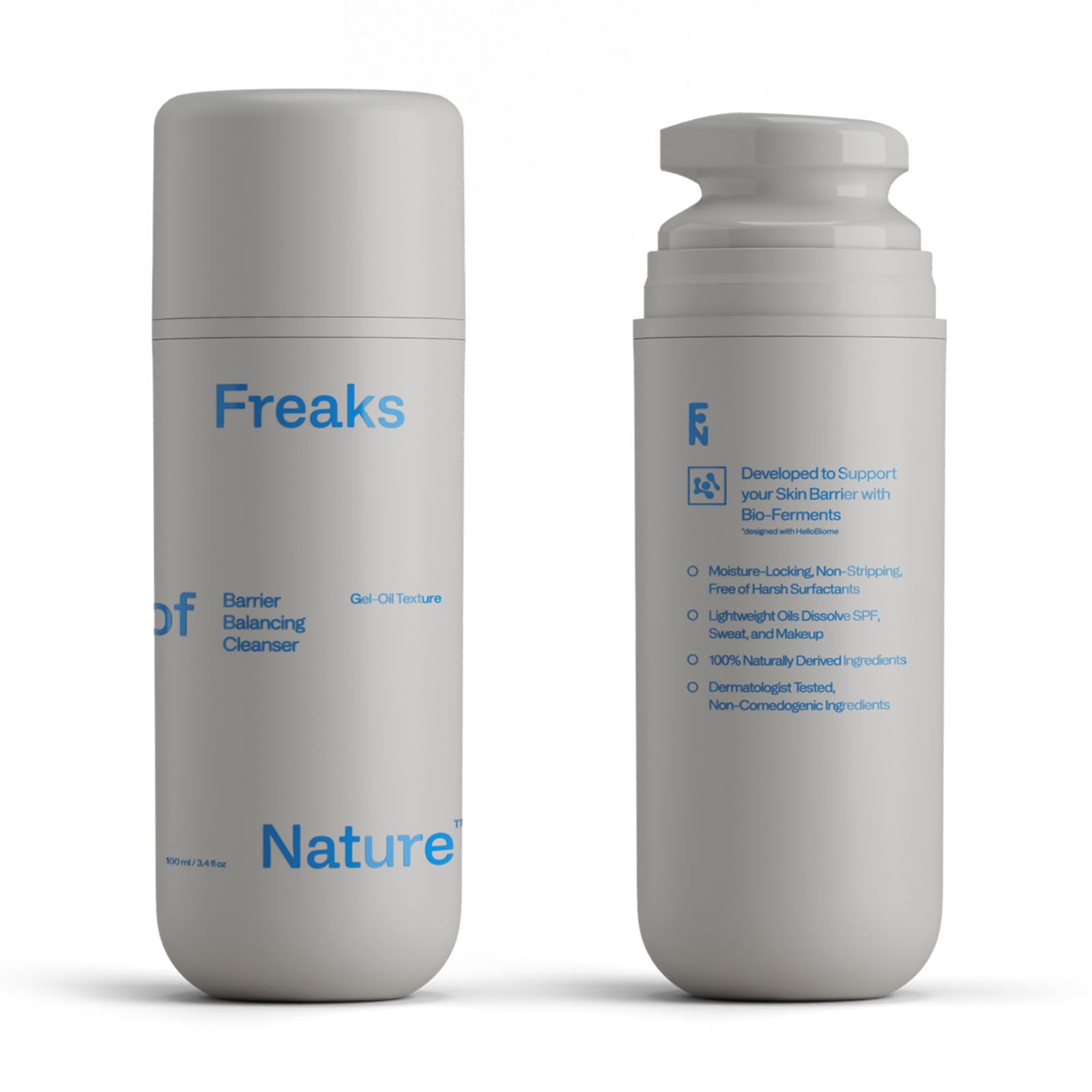 Freaks of Nature Barrier Balancing Cleanser – Gel-to-Oil Foaming Facewash, Dermatologist-Tested, Vegan, 3.4 oz