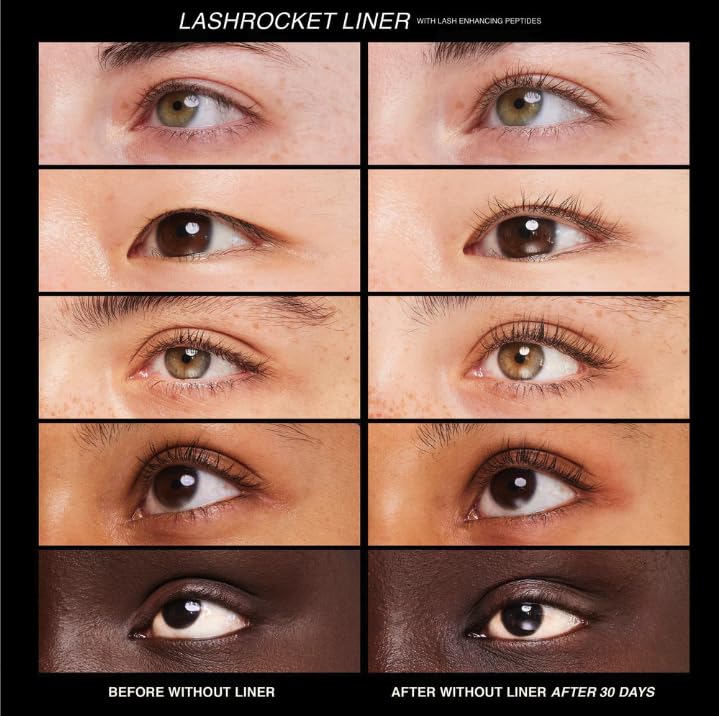 Freck Beauty LASHROCKET Liquid Eyeliner – Jet Black Precision Tip, Long-Wearing & Smudge-Proof | Peptide-Infused, Ophthalmologist-Tested, Vegan & Cruelty-Free | 4.5ml