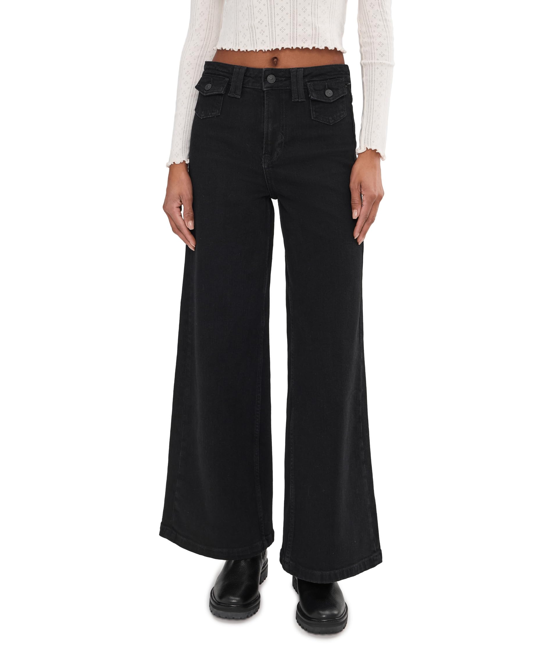 Free People Kellee High-Rise Palazzo Pants - Black, Size 26