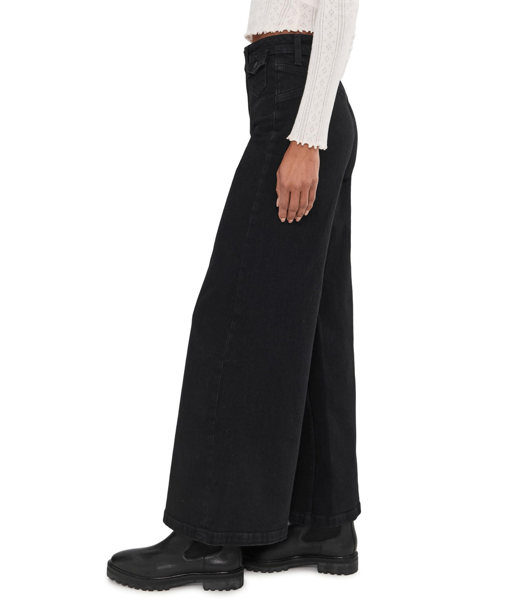 Free People Kellee High-Rise Palazzo Pants - Black, Size 26