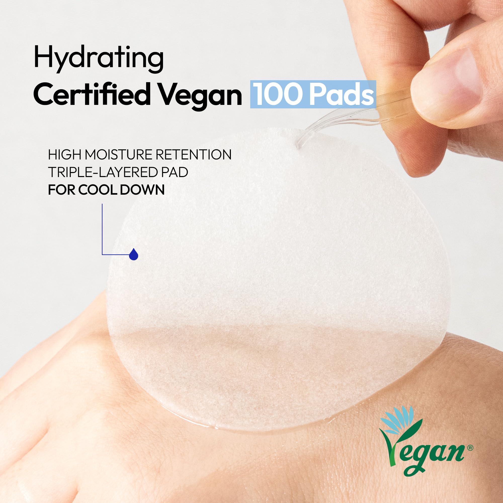 FreeGo Cool Glacier Water Daily Hydrating Pad (100 Pads) | Instant Cooling K-Beauty Toner Pads for Puffy Skin
