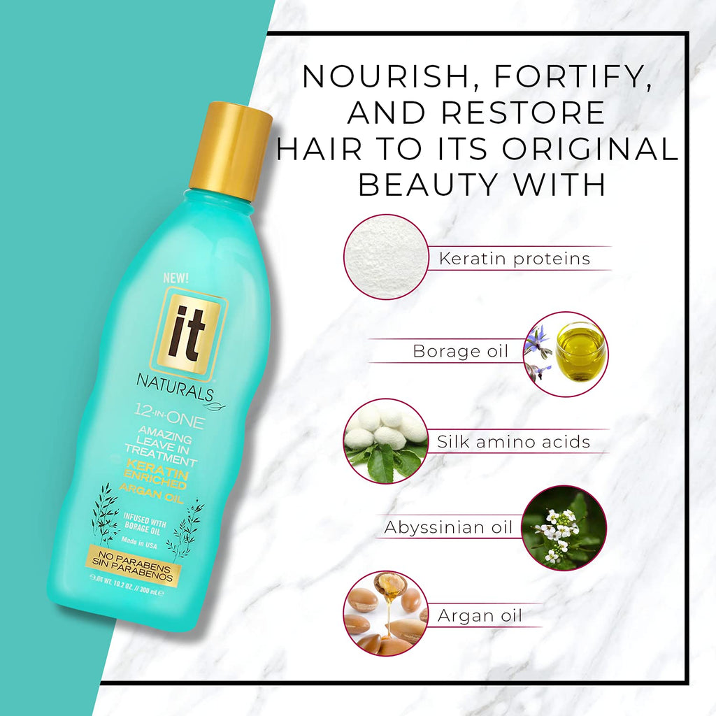 Freeze It 12-in-One Leave-In Hair Treatment with Keratin & Argan Oil – Silky, Shiny Hair