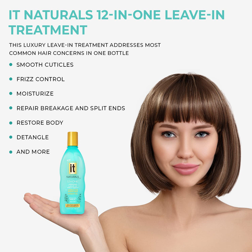 Freeze It 12-in-One Leave-In Hair Treatment with Keratin & Argan Oil – Silky, Shiny Hair