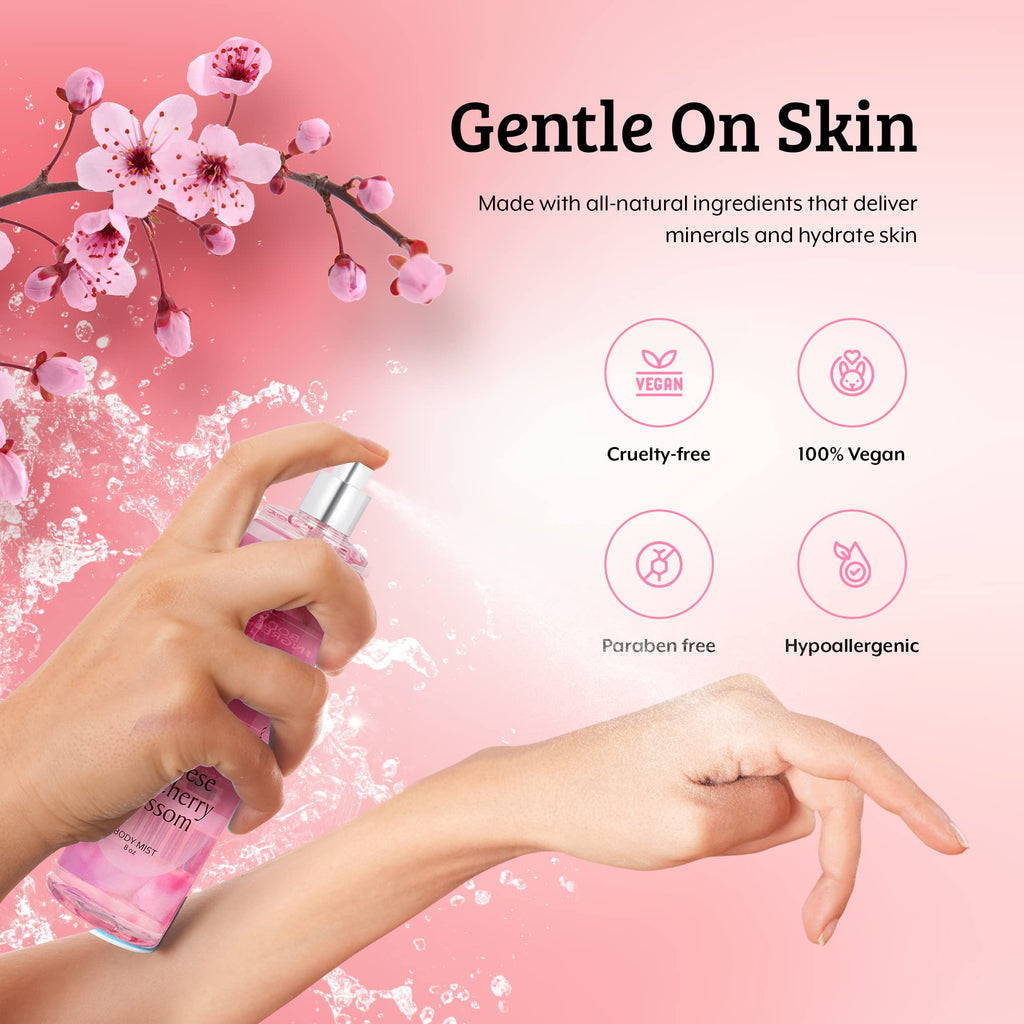 Freida & Joe Japanese Cherry Blossom Body Mist – 8 oz Valentines Gift for Her, Exquisite Floral Scent