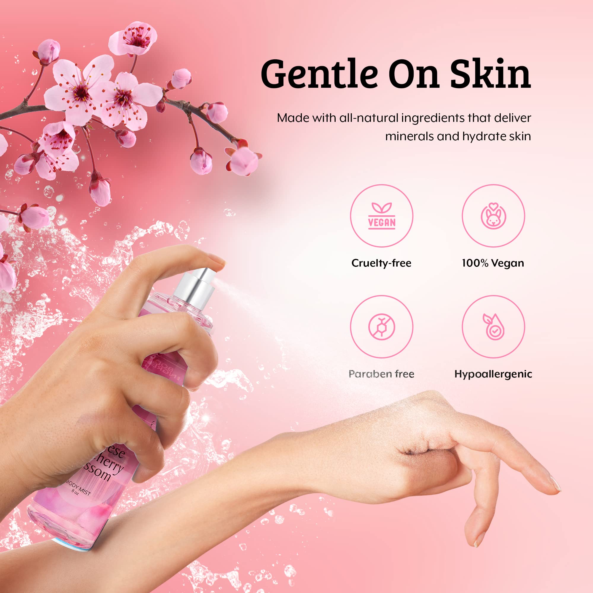 Freida & Joe Japanese Cherry Blossom Body Mist – 8 oz Valentines Gift for Her, Exquisite Floral Scent