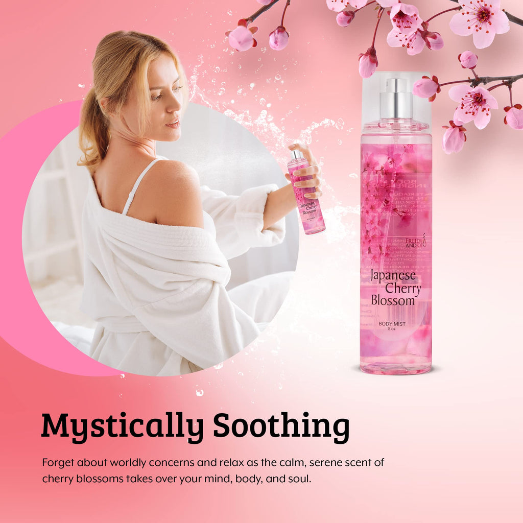 Freida & Joe Japanese Cherry Blossom Body Mist – 8 oz Valentines Gift for Her, Exquisite Floral Scent