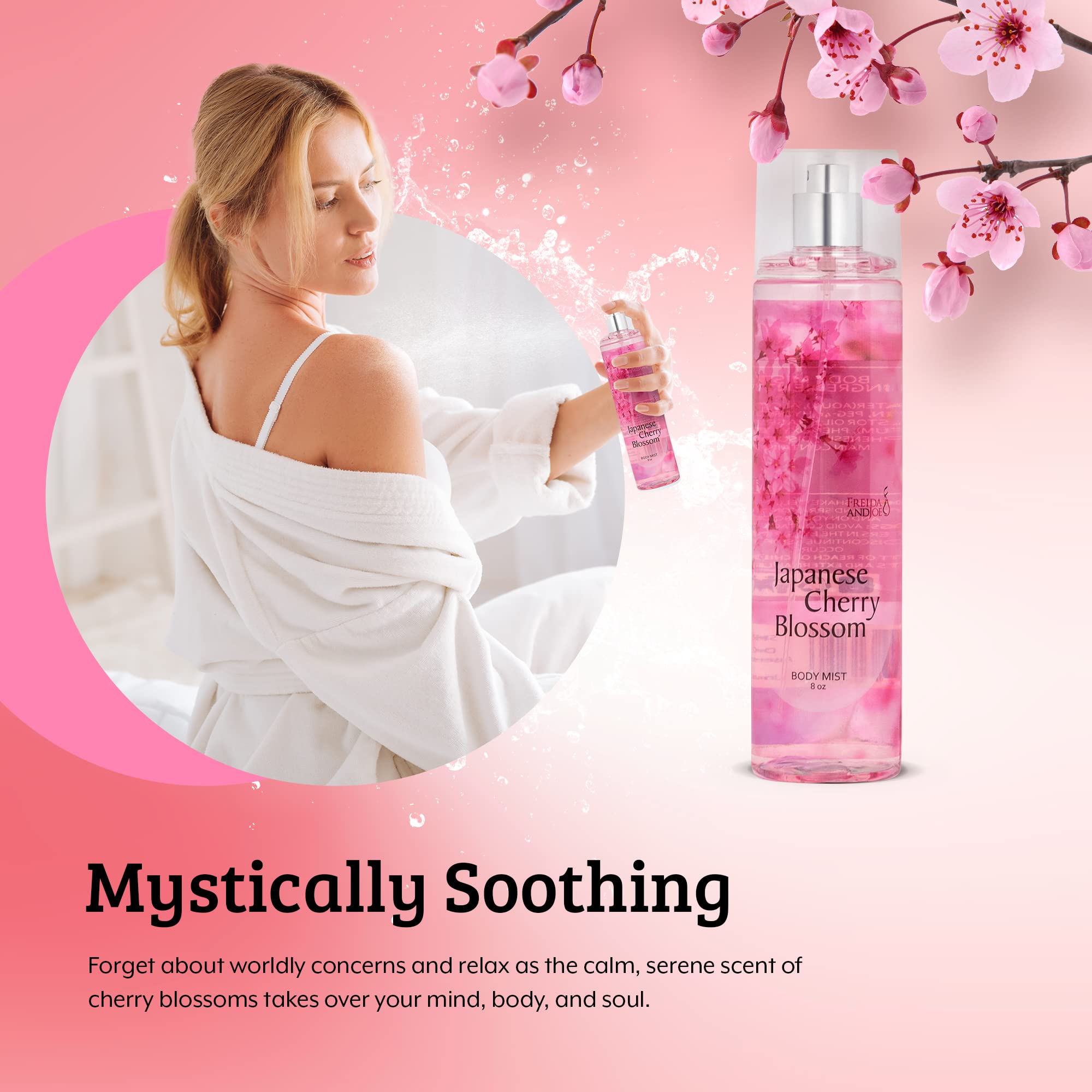 Freida & Joe Japanese Cherry Blossom Body Mist – 8 oz Valentines Gift for Her, Exquisite Floral Scent