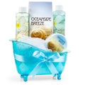 Freida and Joe Oceanside Breeze Spa Set – Home Spa Basket in Blue Tub