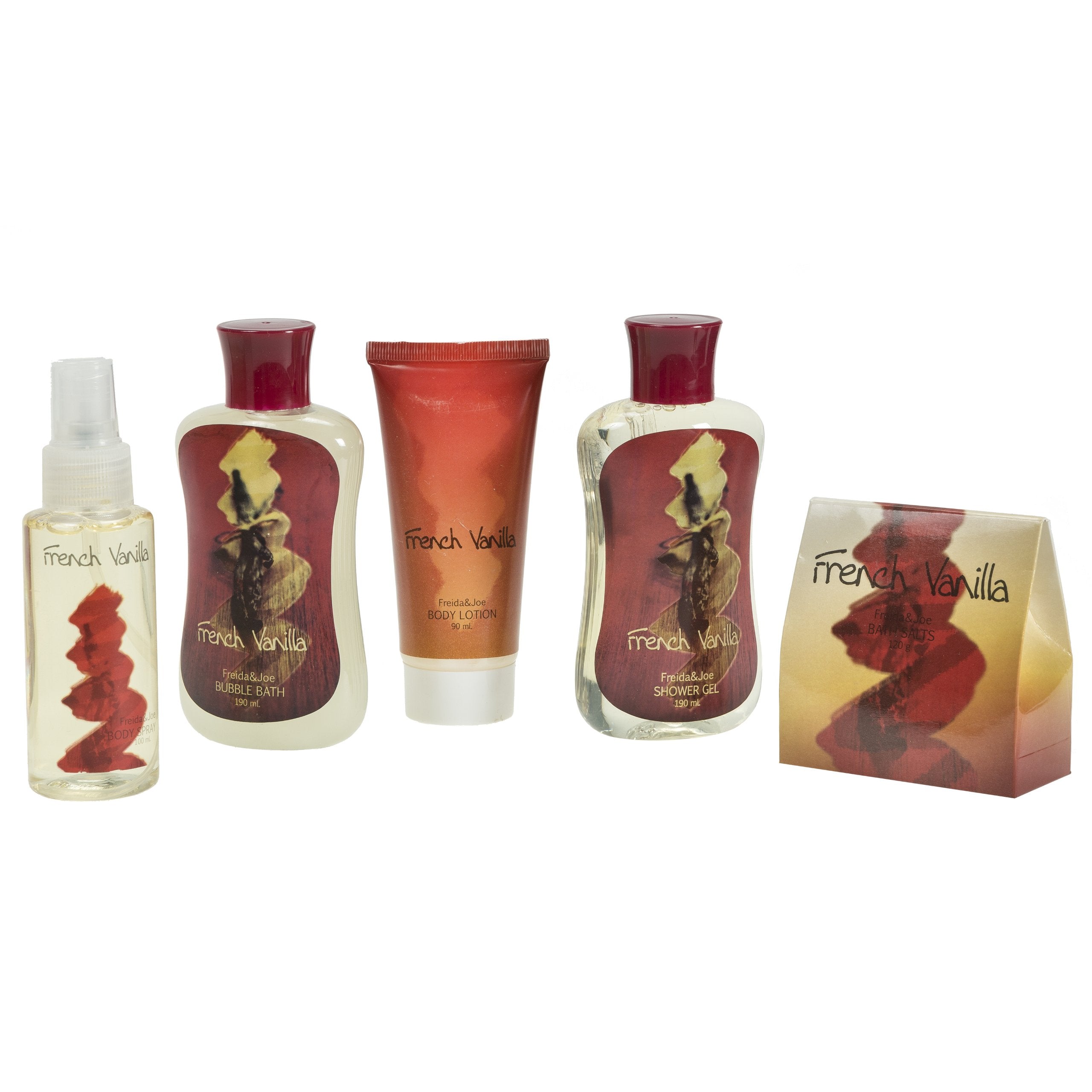 Freida and Joe French Vanilla Bath & Body Gift Curio – Elegant Spa Set with Shower Gel, Bubble Bath & More
