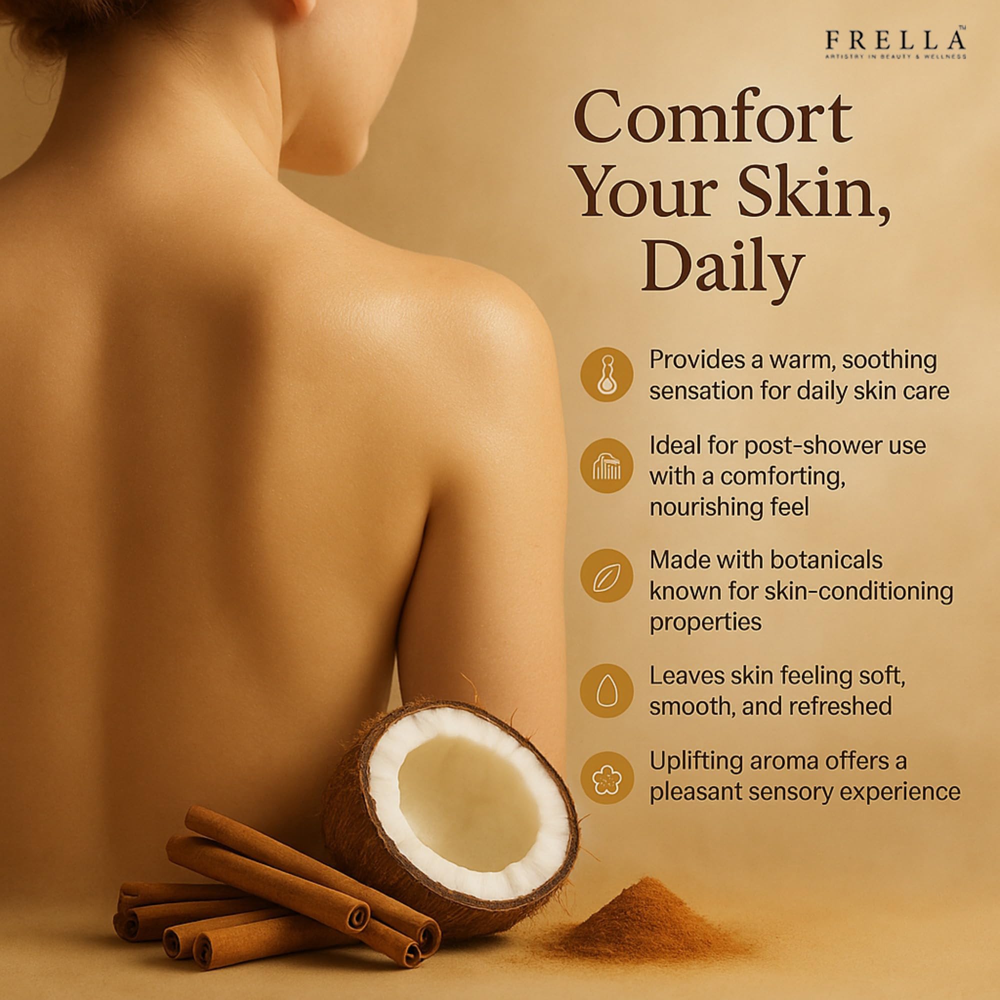 Frella Ceylon Cinnamon Oil – Plant-Based Moisturizer for Skin & Hair (3.4 oz Travel Pack)