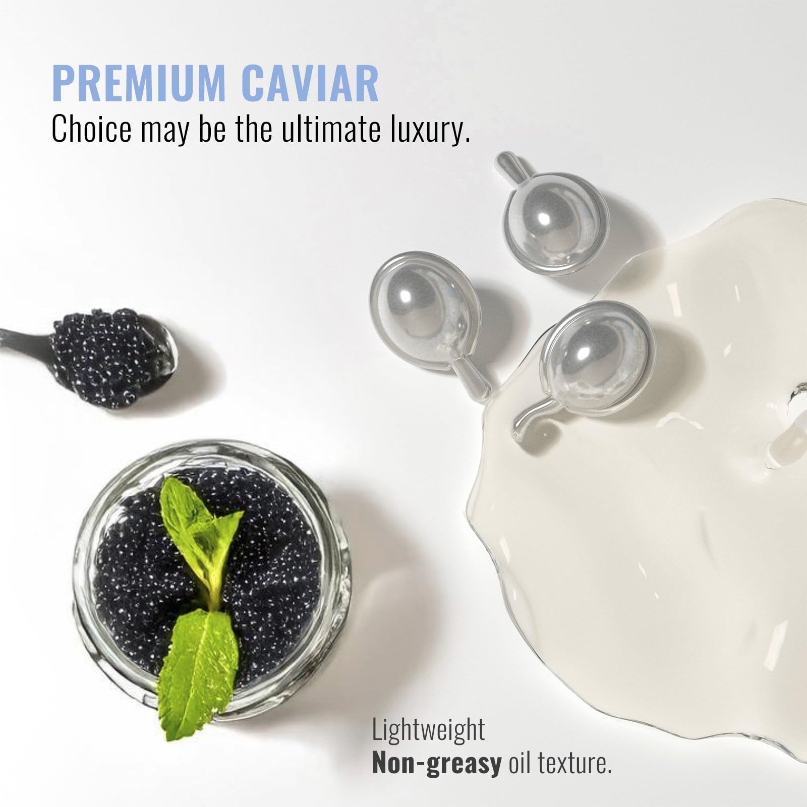 FRENCCIGA Caviar Luxurious Anti-Aging Hair Oil Capsules | Nourishing Hair Serum, 30 Capsules