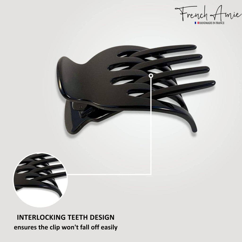 French Amie Bear Paw Black Small Hair Claw Clip – 2.75in Handmade Cellulose Acetate