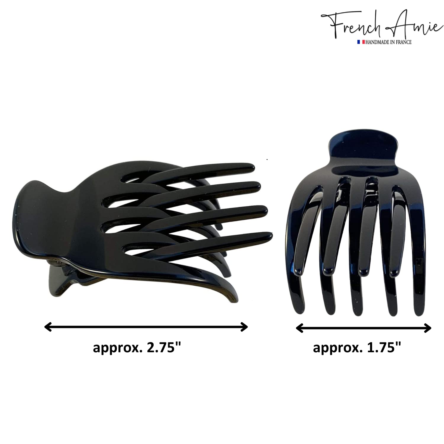 French Amie Bear Paw Black Small Hair Claw Clip – 2.75in Handmade Cellulose Acetate