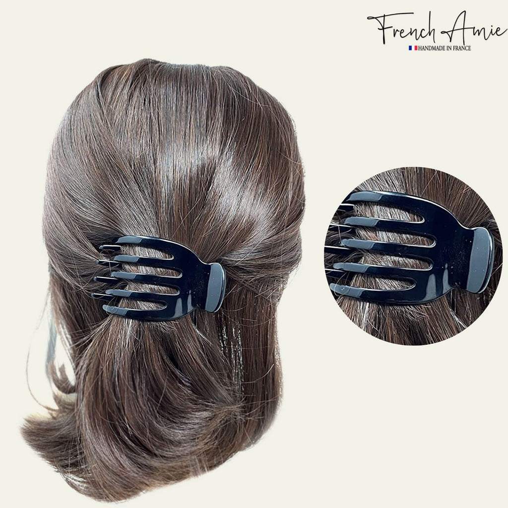 French Amie Bear Paw Black Small Hair Claw Clip – 2.75in Handmade Cellulose Acetate