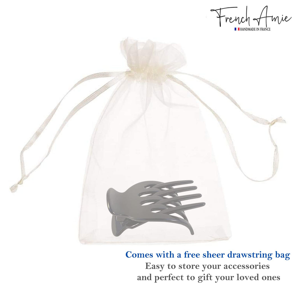 French Amie Bear Paw Black Small Hair Claw Clip – 2.75in Handmade Cellulose Acetate