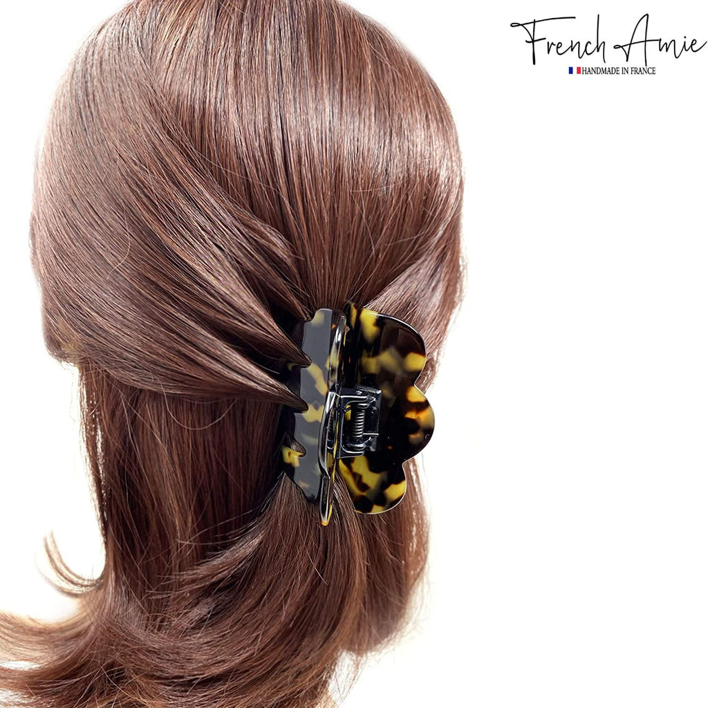 French Amie Crown Wave Yellow Tokyo Small Clip – Handmade in France, Interlocking Jaw