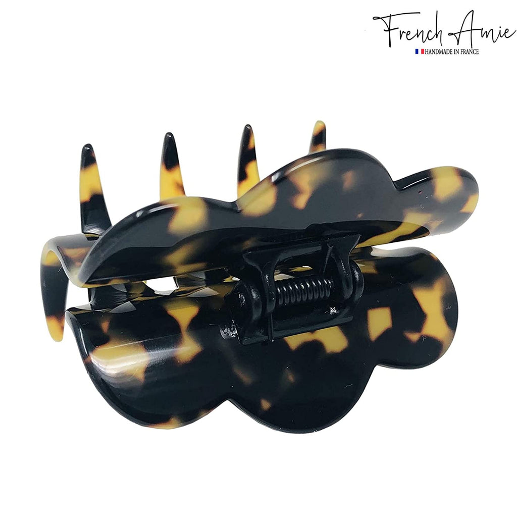 French Amie Crown Wave Yellow Tokyo Small Clip – Handmade in France, Interlocking Jaw