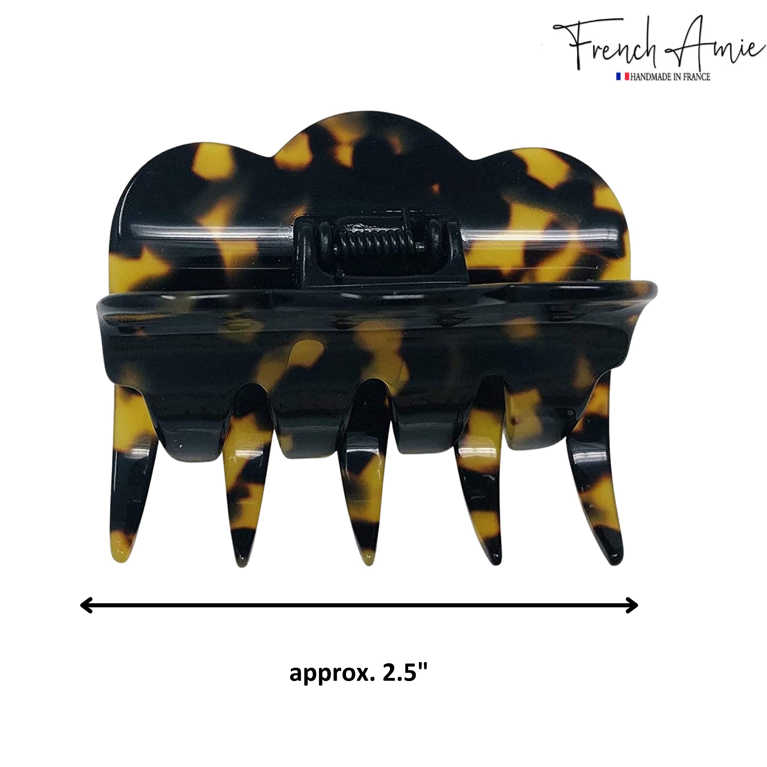 French Amie Crown Wave Yellow Tokyo Small Clip – Handmade in France, Interlocking Jaw