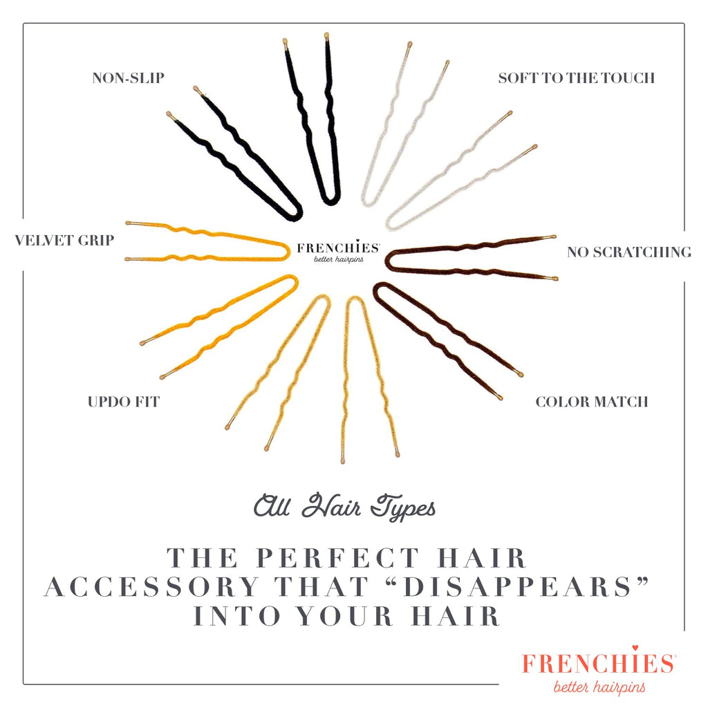 Frenchies French Twist Hair Pin – Ultra Soft Non-Slip 2in Pins (100 Count, Brown)