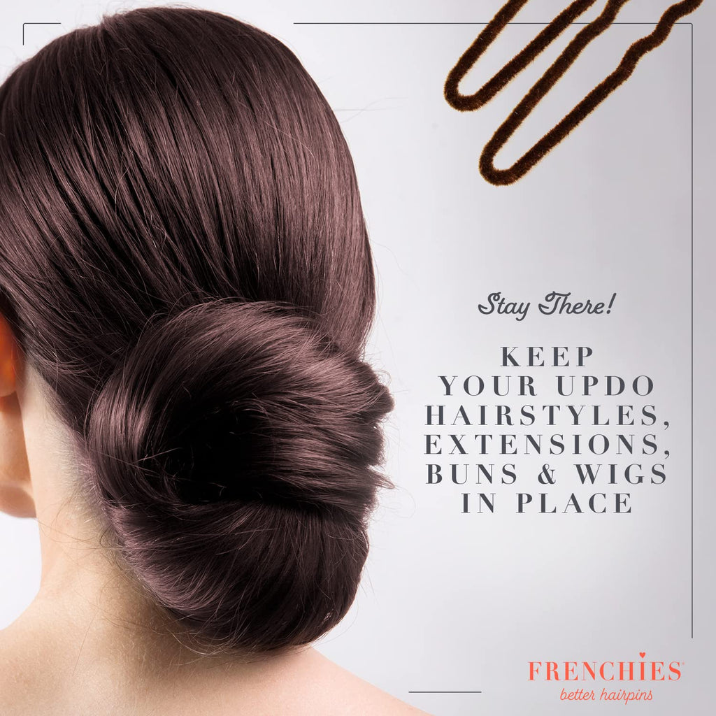 Frenchies French Twist Hair Pin – Ultra Soft Non-Slip 2in Pins (100 Count, Brown)