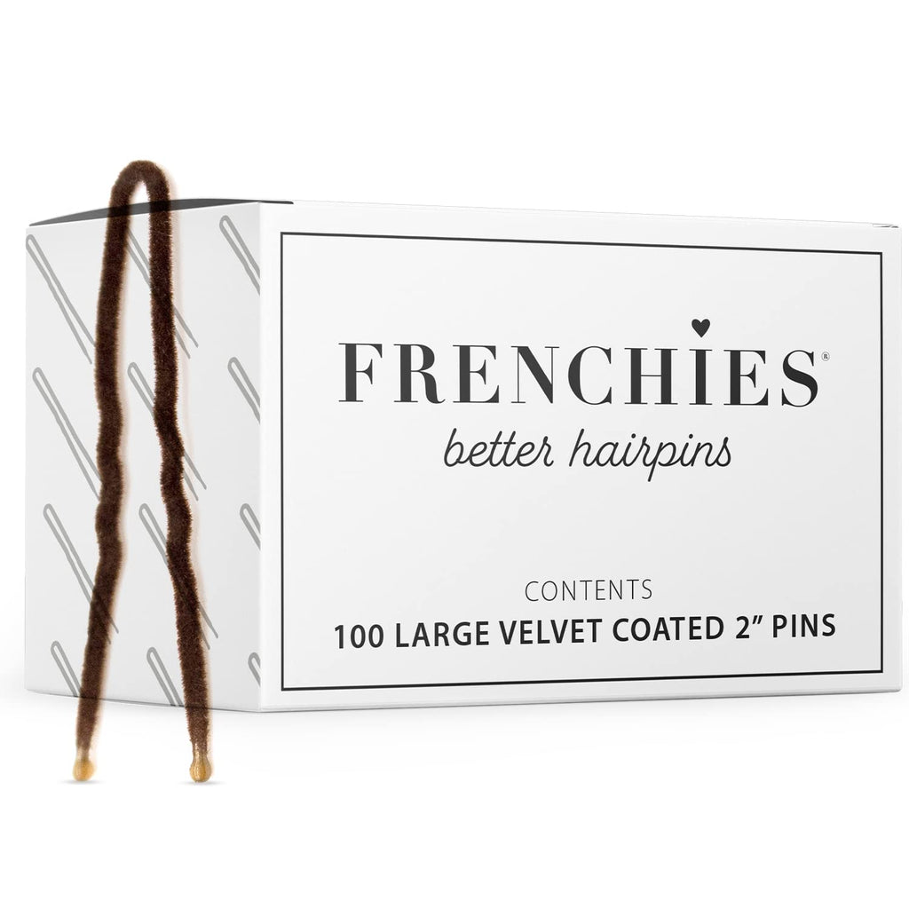 Frenchies French Twist Hair Pin – Ultra Soft Non-Slip 2in Pins (100 Count, Brown)