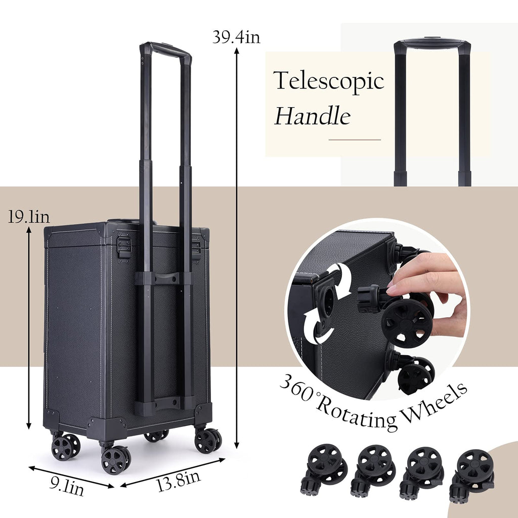 Frenessa Rolling Nail Case – Wheeled Vegan Leather Manicure Organizer for Pros