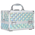 FRENESSA Makeup Case - Portable Locking Travel Cosmetic Box with Mirror, Blue
