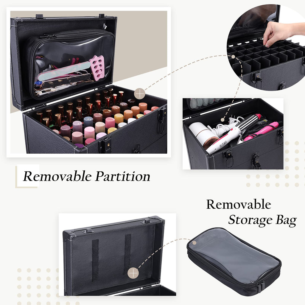 Frenessa Rolling Nail Case – Wheeled Vegan Leather Manicure Organizer for Pros