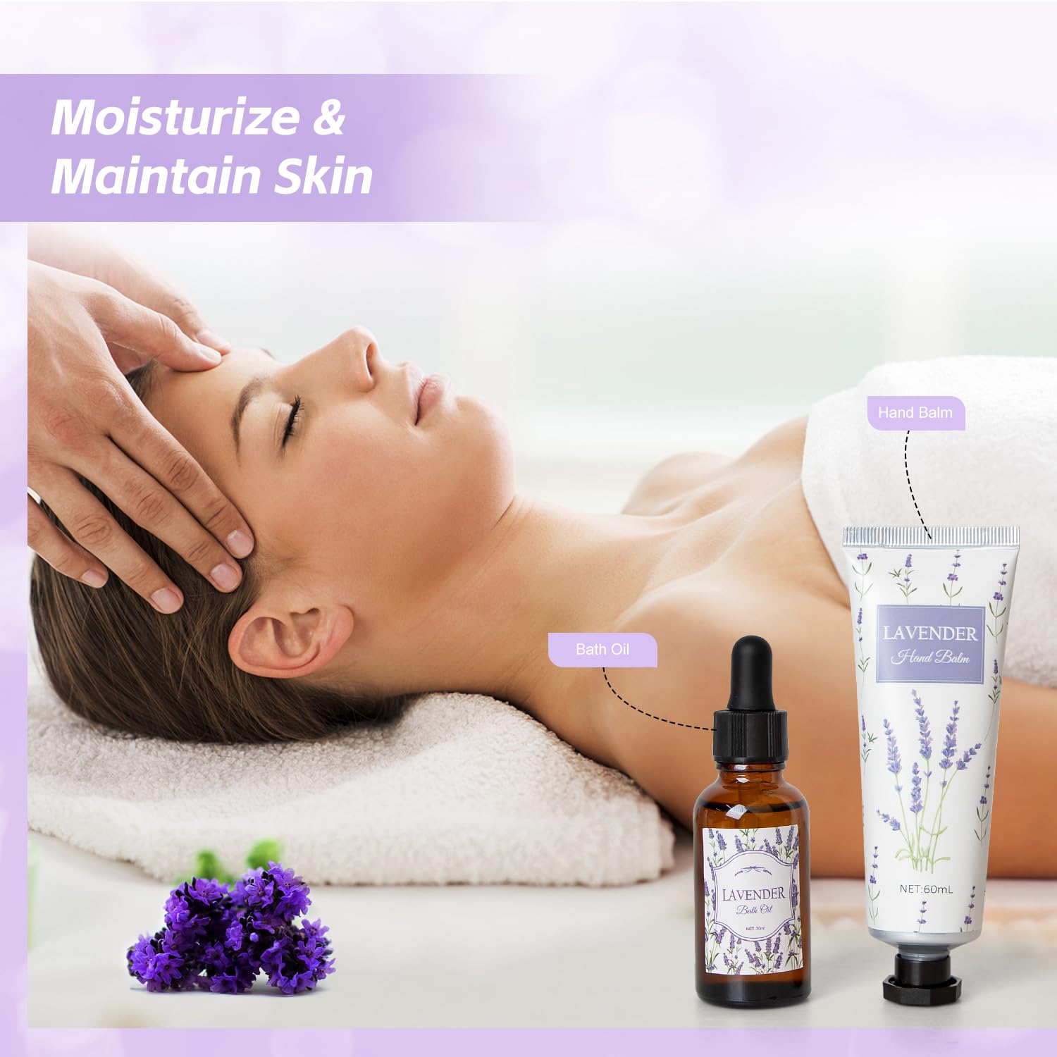 Frerdui Lavender Spa Gifts Set – 11 Pcs Bath Gift Set for Women, Relaxing Home Spa Kit