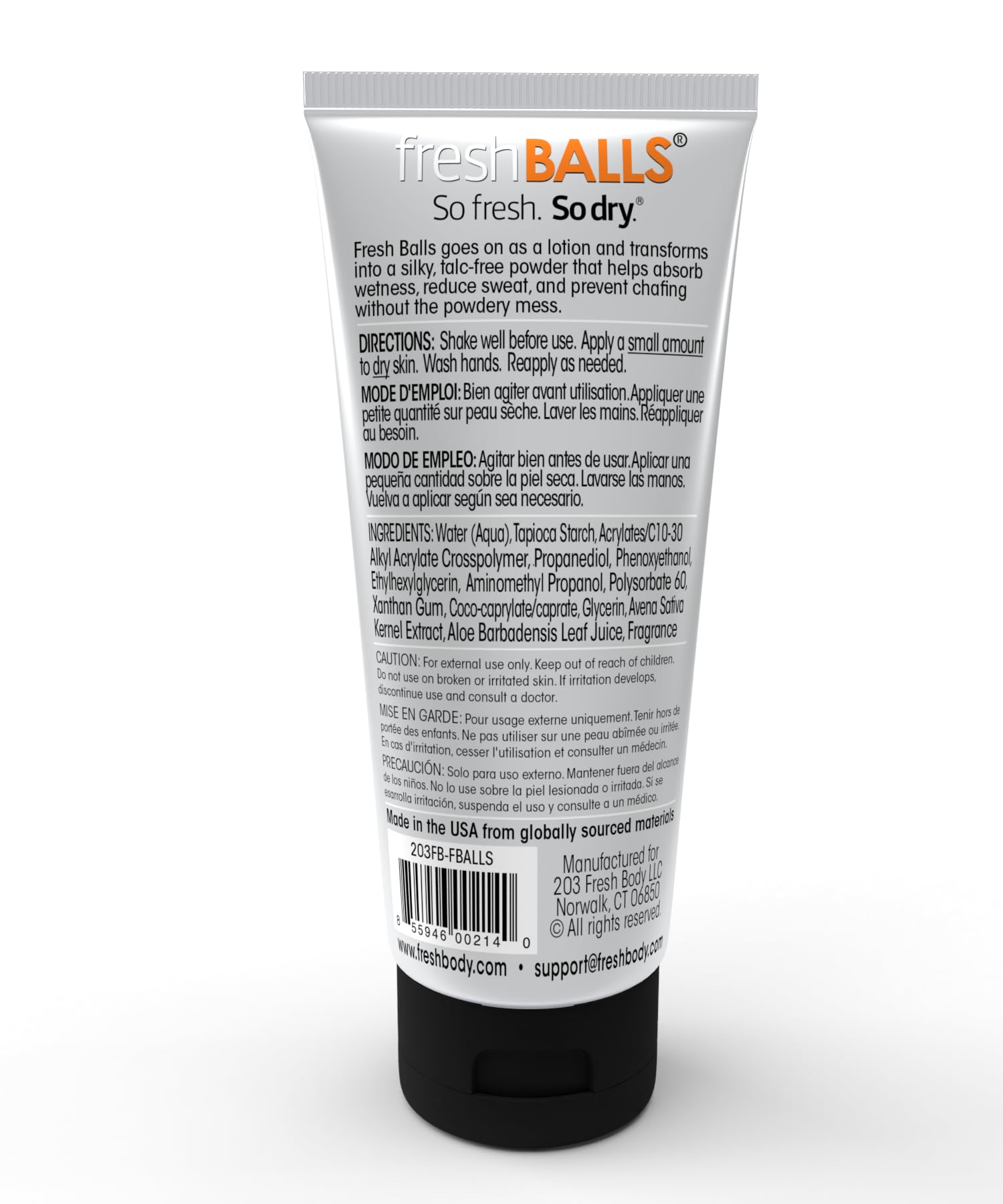 Fresh BALLS Lotion – Men's Anti-Chafing Cream to Powder (3.4 oz) Pack of 12 | Fresh Body FB