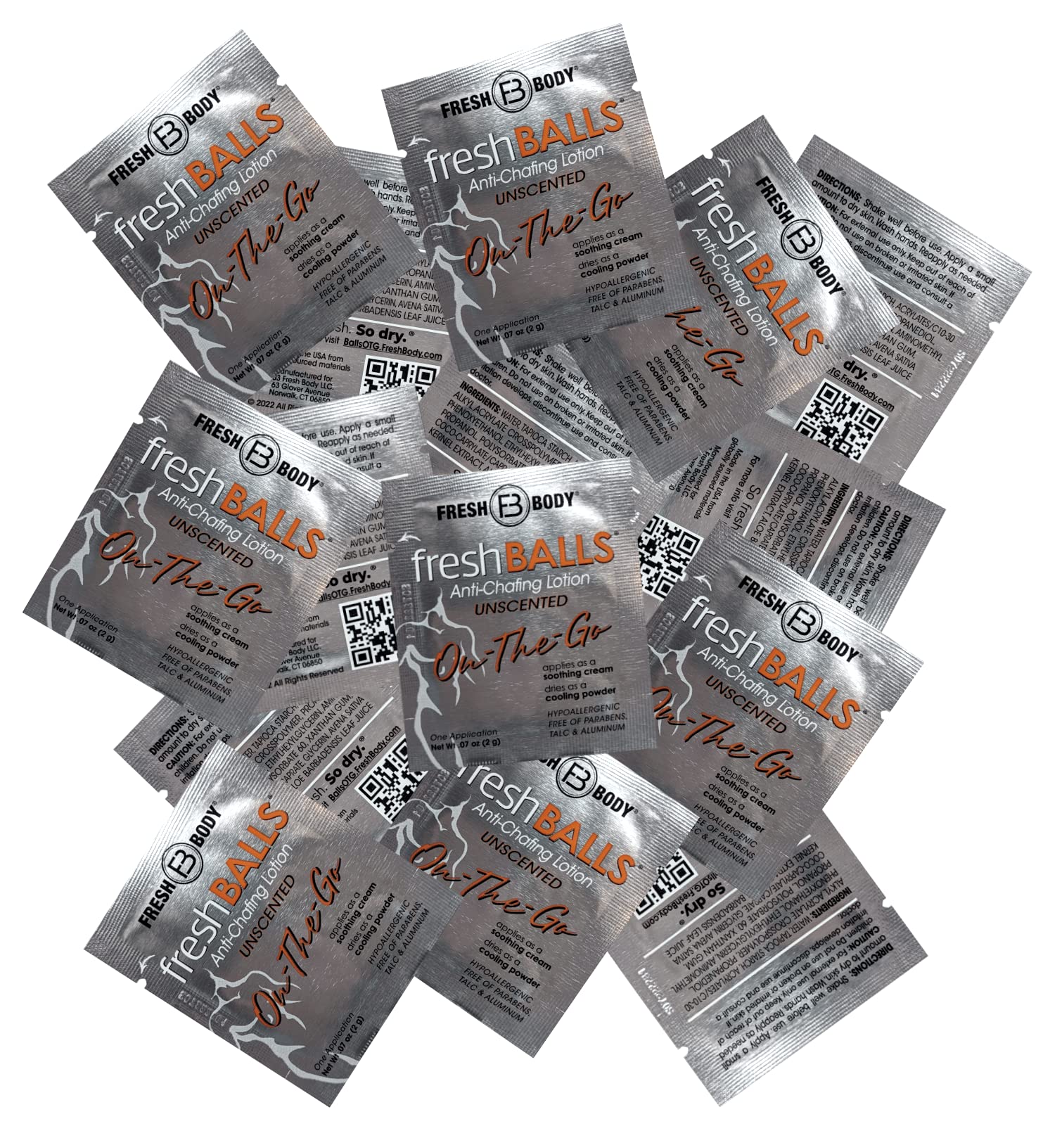 Fresh Body FB Balls On-The-Go Anti-Chafing Lotion — Travel Pack for Men (60 x 0.07 oz)