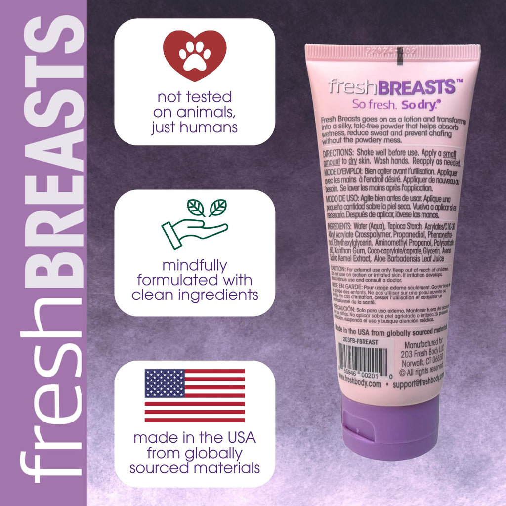 Fresh Body FB Breasts On-The-Go Anti-Chafing Lotion to Powder – Unscented 60-Pack Travel Size