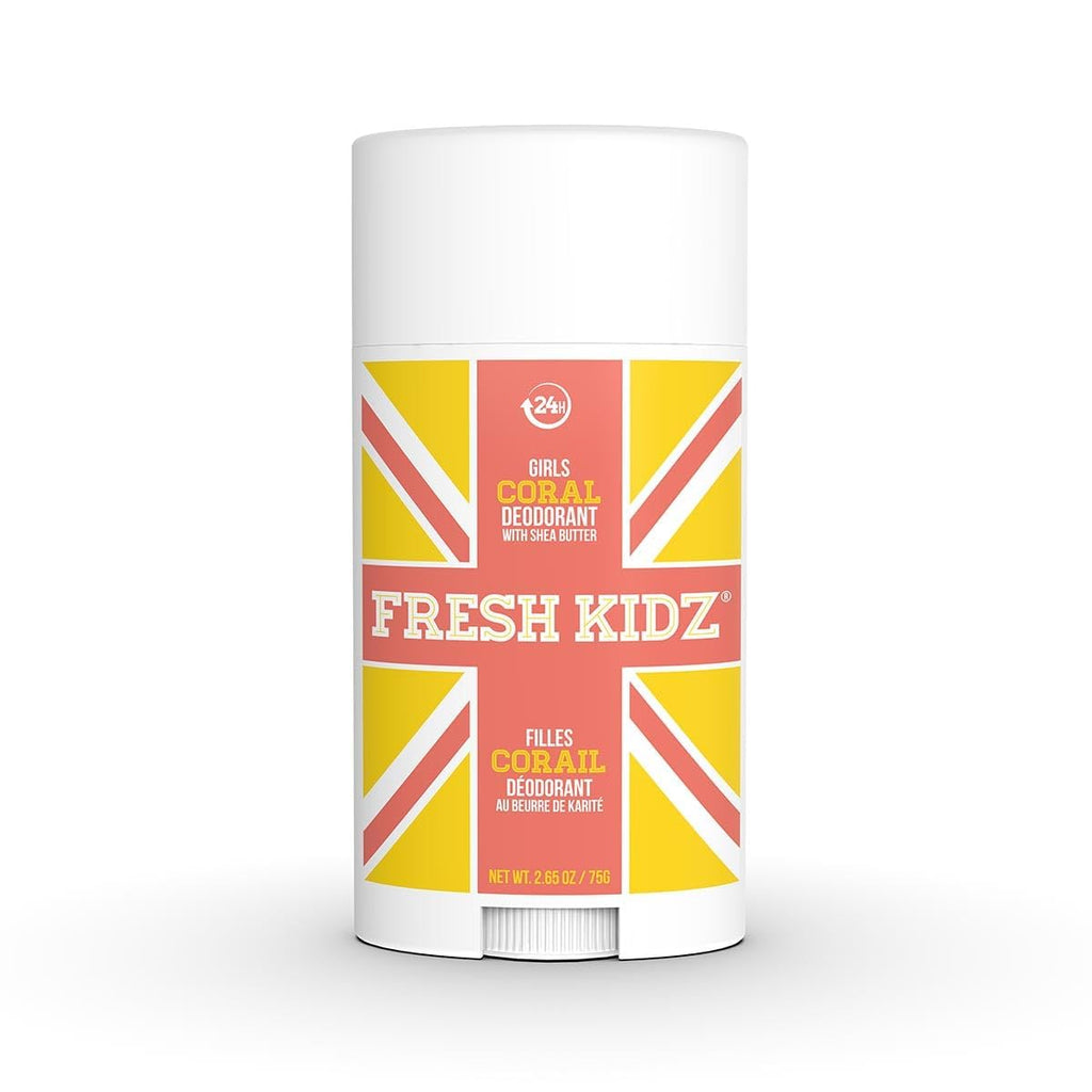 Fresh Kidz Coral Deodorant Stick – Aluminum- and Baking Soda-Free, 24-Hour Odor Protection for Kids & Teens