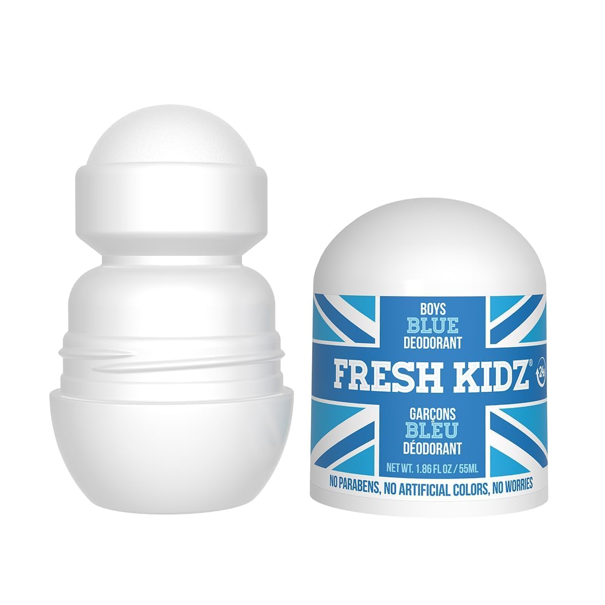 Fresh Kidz Roll-On Deodorant for Kids & Teens – Aluminum- & Baking Soda-Free, 1.86 fl oz, Blue (3-Pack)