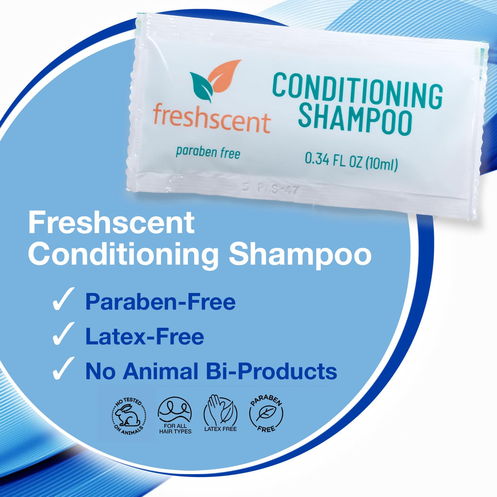 Freshscent Conditioning Shampoo – 100 Count Single-Use Packets, Paraben-Free Travel Size