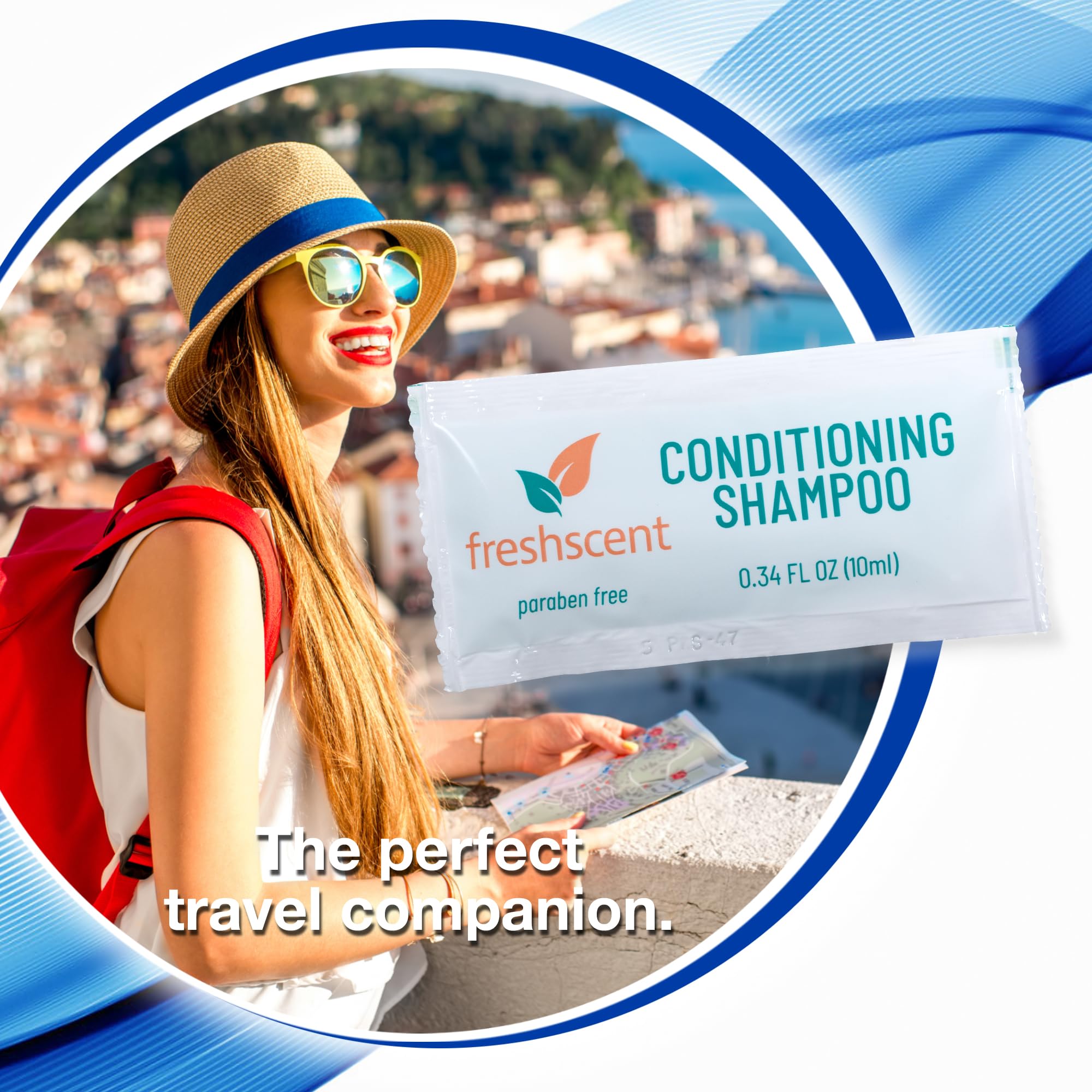 Freshscent Conditioning Shampoo – 100 Count Single-Use Packets, Paraben-Free Travel Size