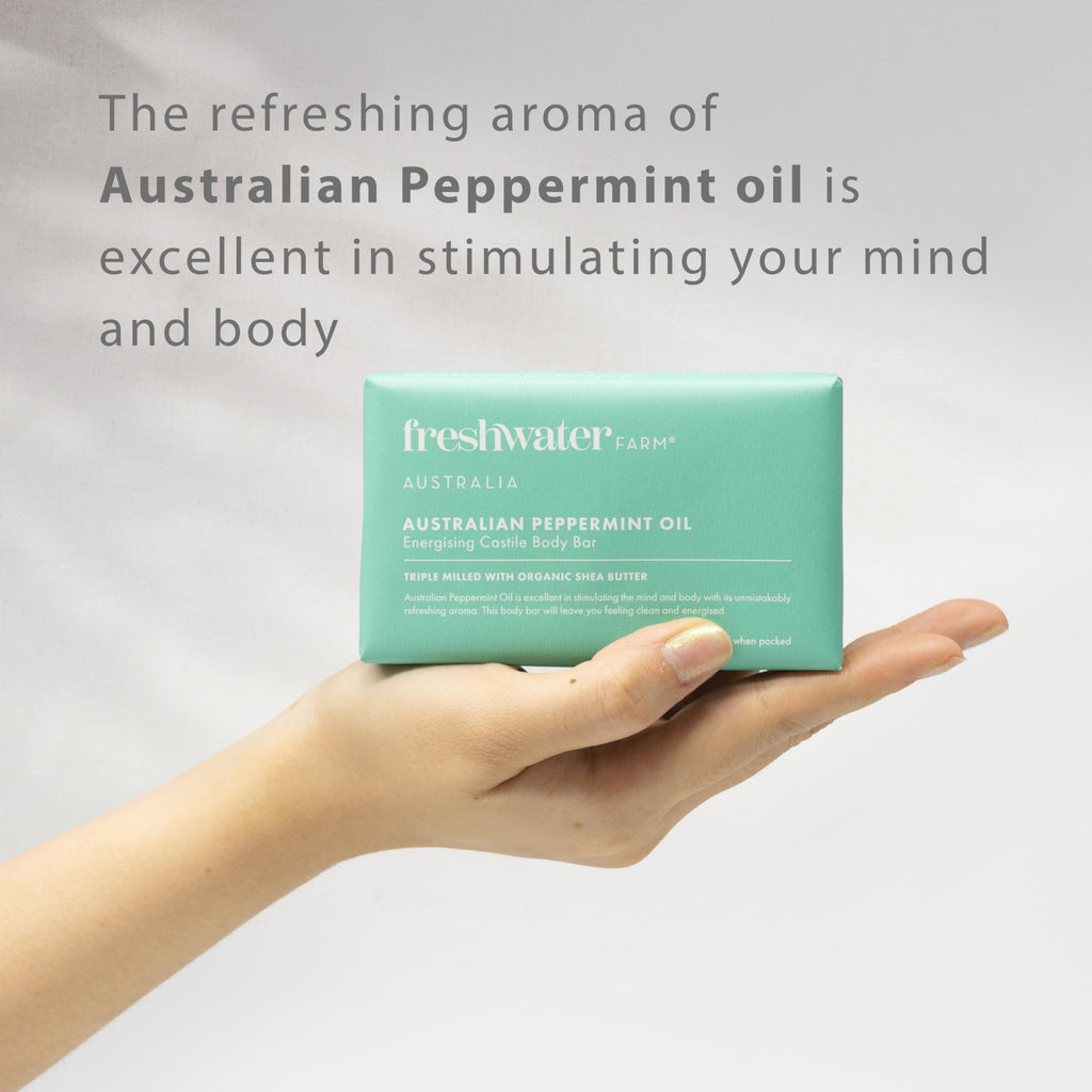 Freshwater Farm Australia Energizing Castile Soap – Natural Bar Soap with Peppermint Oil – 7 oz 8-Pack
