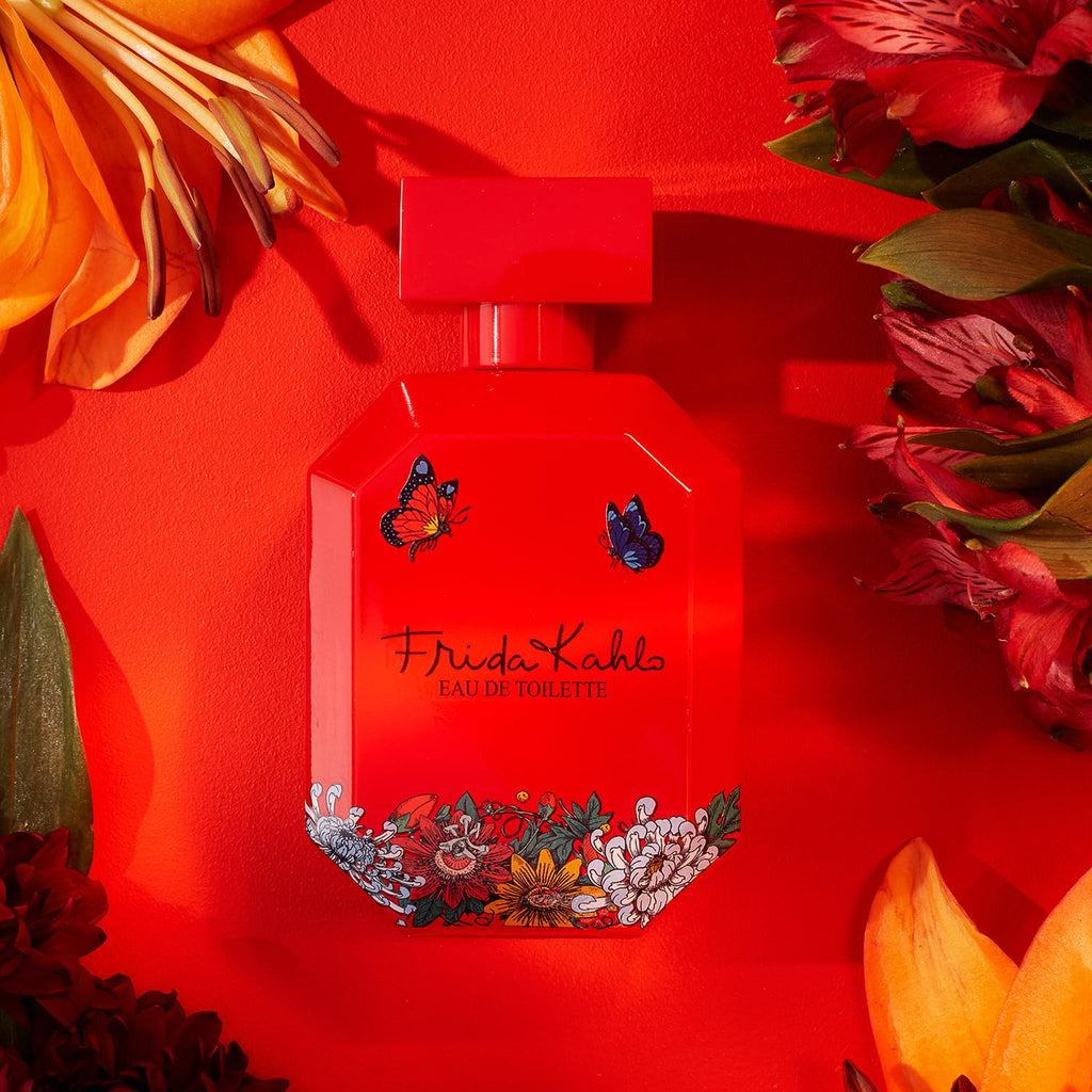 Frida Kahlo Red Eau de Toilette for Women – Long-Lasting Warm Floral Scent with Grapefruit, Jasmine, Vanilla & Cedarwood | 3.4 oz