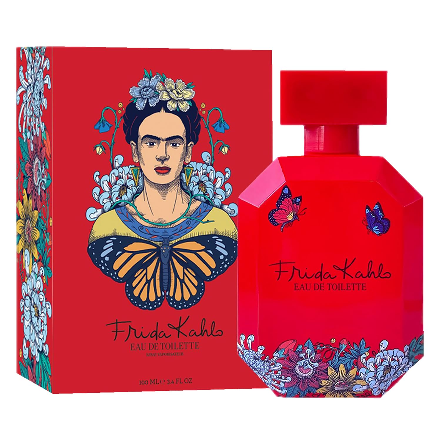 Frida Kahlo Red Eau de Toilette for Women – Long-Lasting Warm Floral Scent with Grapefruit, Jasmine, Vanilla & Cedarwood | 3.4 oz