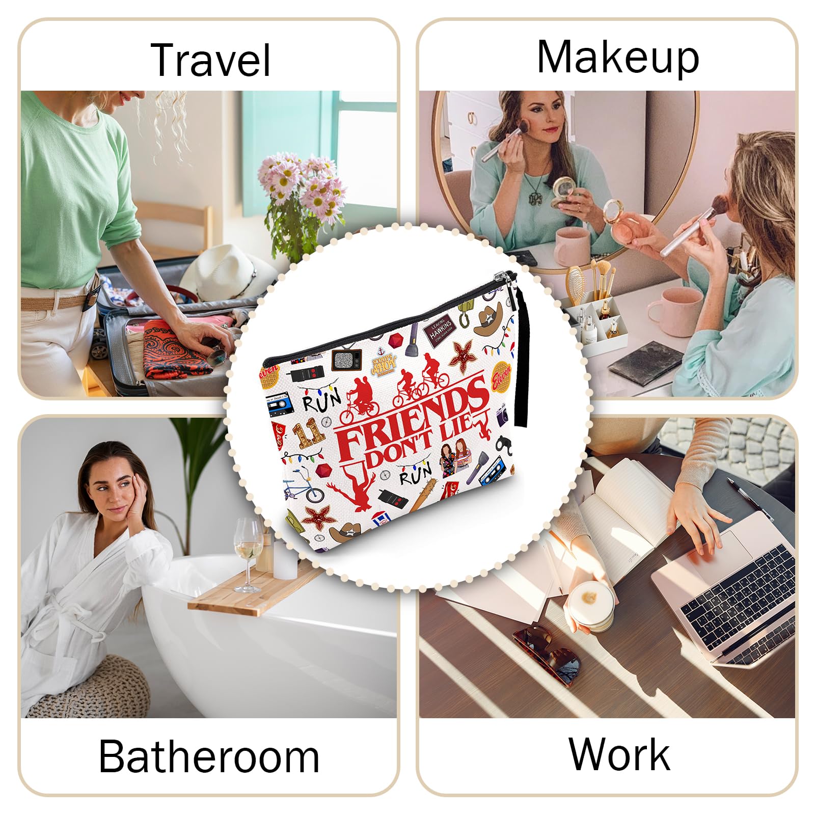 Friendship Makeup Bag – Inspirational Gift Pouch for Best Friends, Sisters & Travel